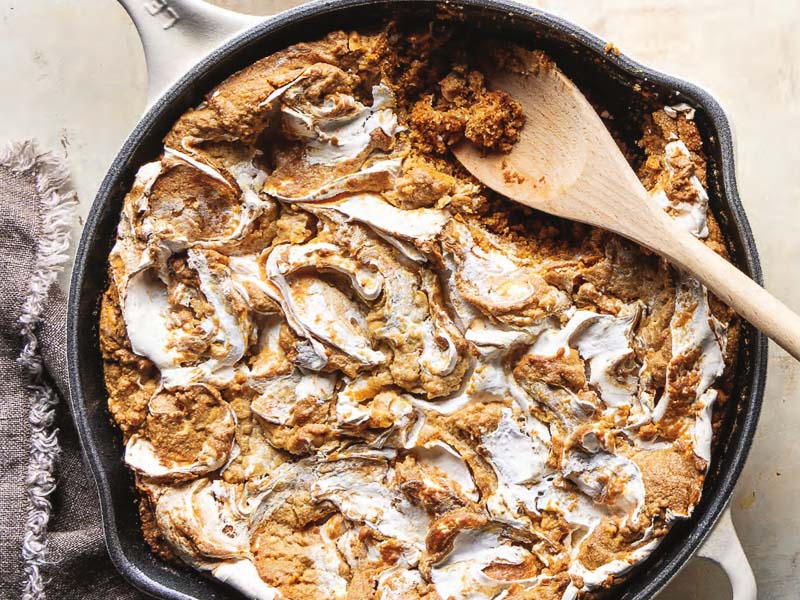 Peanut Butter-Marshmallow Skillet Cookie