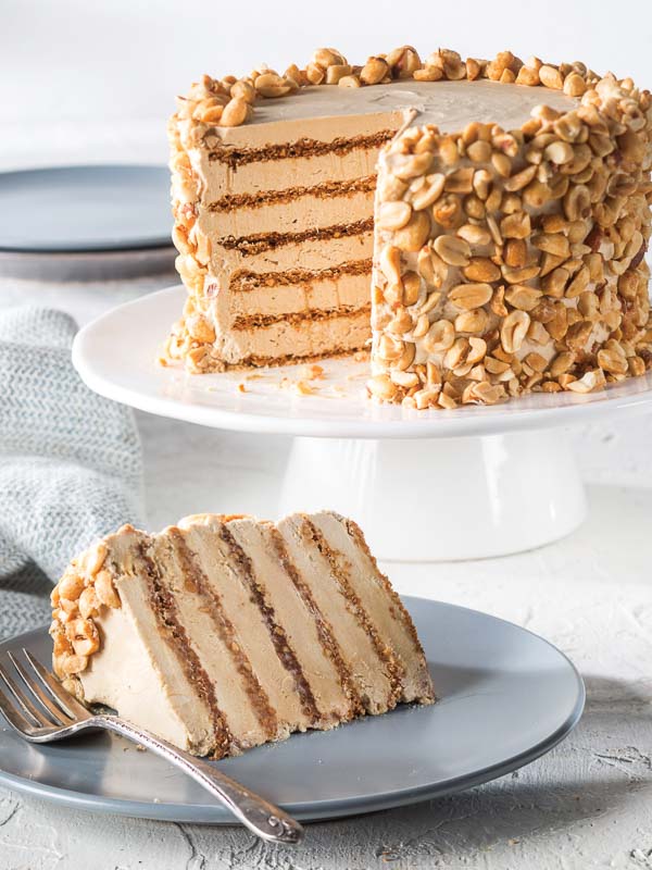 Coffee-Peanut Meringue Cake