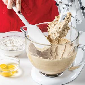 Mixing batter in stand mixer