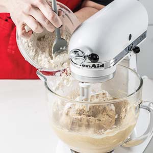 Adding dry ingredients to batter