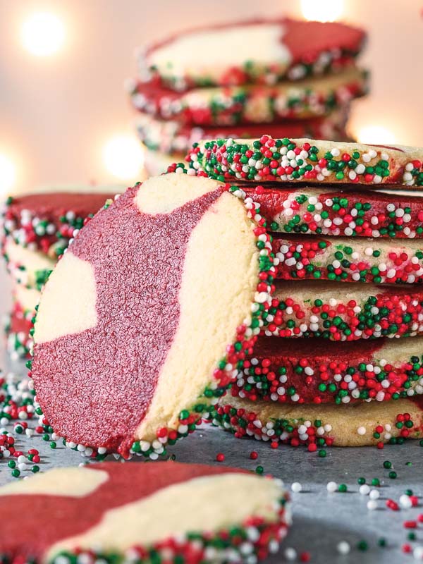 Peppermint-Mocha Red Velvet Marble Cookies