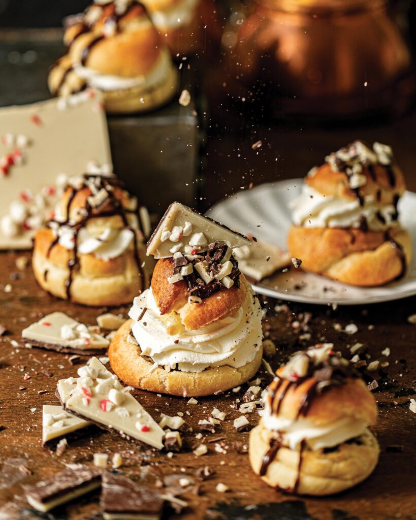 Peppermint Bark Cream Puffs