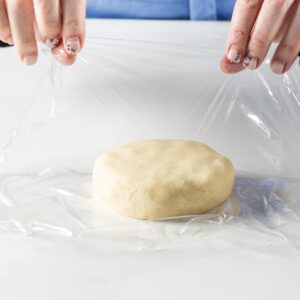 wrapping almond paste in plastic wrap