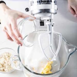 putting ingredients into mixer