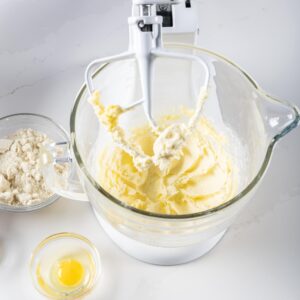 mixing ingredients in mixer