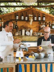 Brian Hart Hoffman and Gianluca D’Esposito cooking in kitchen