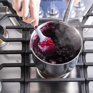 cooking the blueberry filling