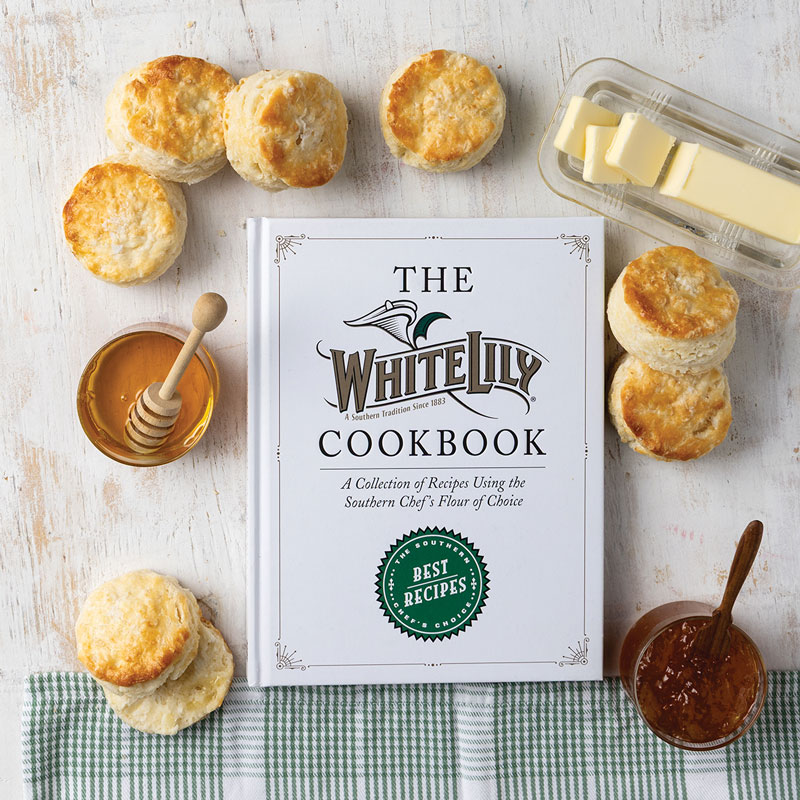 White Lily Cookbook cover with butter, honey, and biscuits