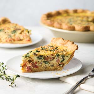 Finished quiche slice