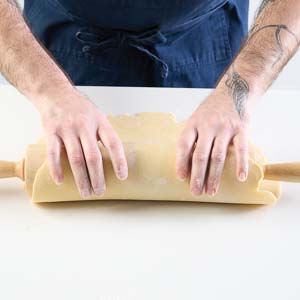 Rolling dough with rolling pin