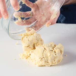 Turning dough onto surface