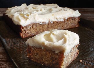 Banana-Sesame Cake with Tahini-Cream Cheese Swirl Frosting