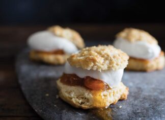 Tahini Shortcakes with Apricot Jam and Orange Blossom Whipped Cream Tahini Shortcakes with Apricot Jam and Orange Blossom Whipped Cream