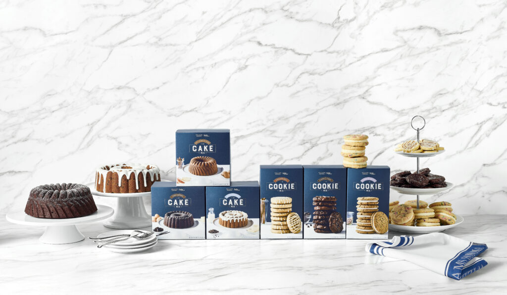 Cake pans and cake and cookie mixes