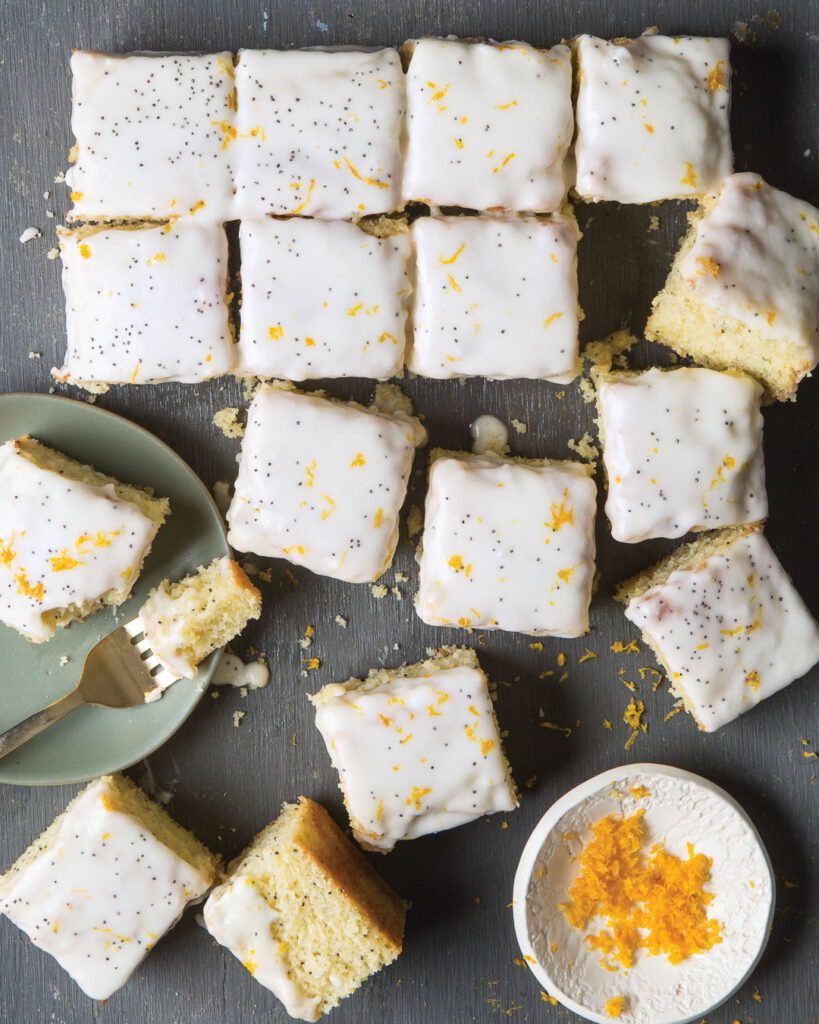 Meyer Lemon Snack Cake with Crème Fraîche Glaze