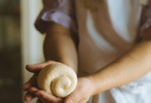 Sawako’s Tokyo Kitchen Shaping shokupan bread dough.