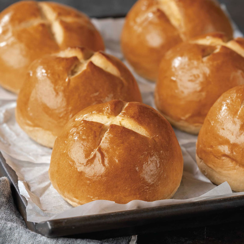 Dinner rolls on baking pan