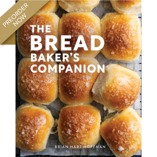 Book cover for The Bread Baker's Companion with a preorder banner; bake-at-home bread imagery and author Brian Hart Hoffman.