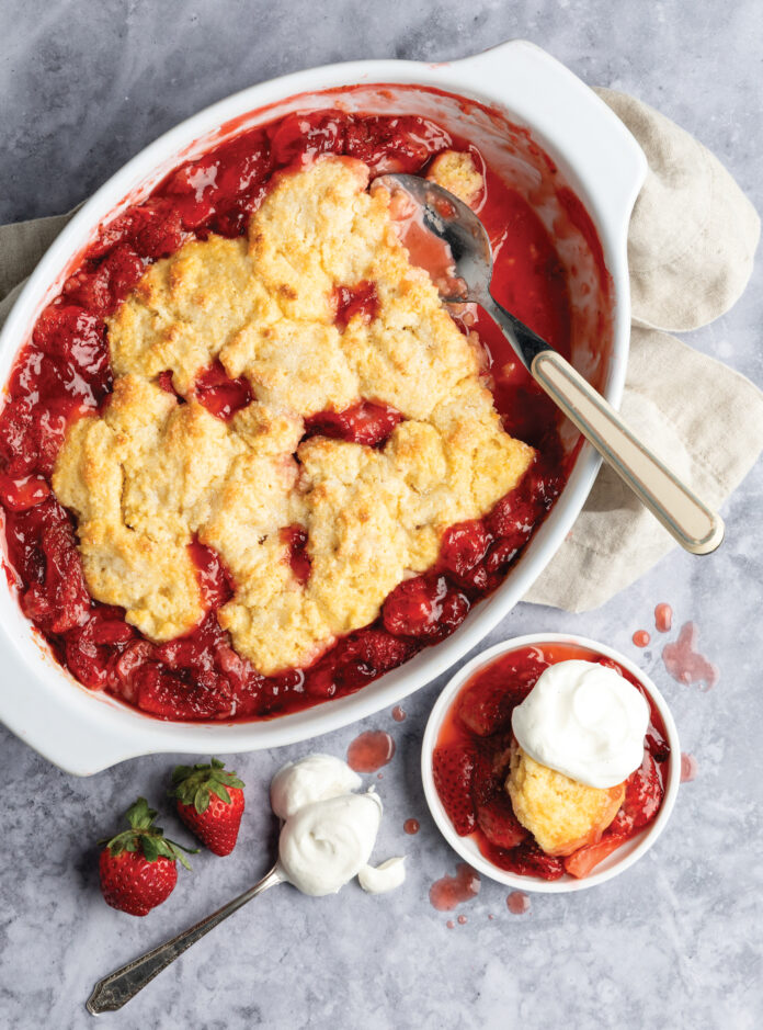 Roasted Strawberry Cobbler with Salted Sugar Crust