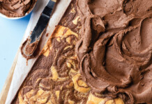 Marble Sheet Cake with Buttermilk Chocolate Frosting